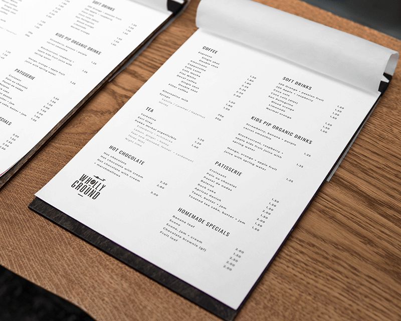 Wholly Ground Cafe menu